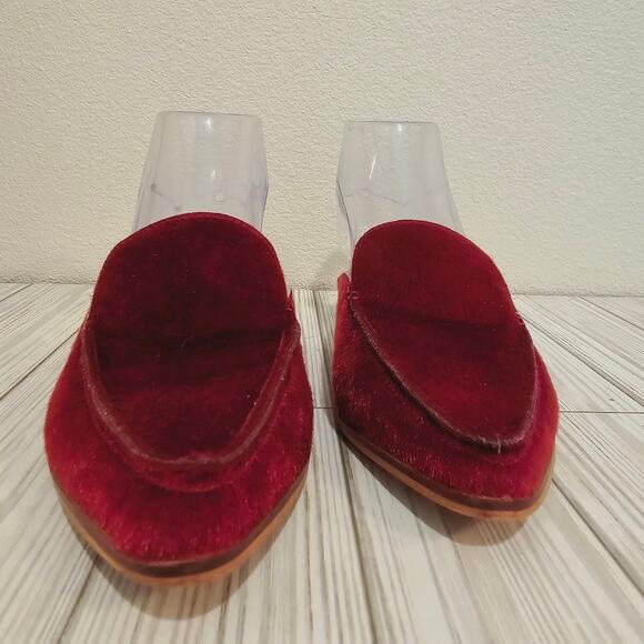 Mi.iM Mule Slide Shoes Burgundy Maroon Faux Calf Hair Pointed Toe- Women's 6.5 - Picture 5 of 6